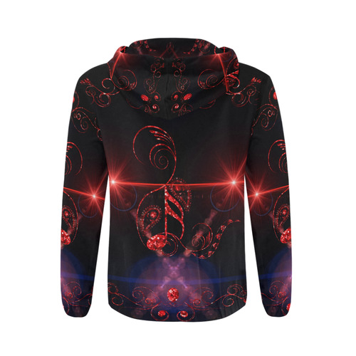 Music, key notes on dark background All Over Print Full Zip Hoodie for Men/Large Size (Model H14)