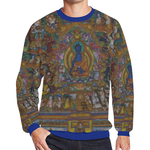 Awesome Thanka With The Holy Medicine Buddha Men's Oversized Fleece Crew Sweatshirt (Model H18)