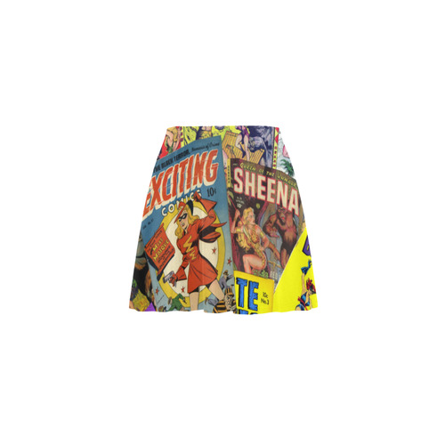 Vintage Comic Collage Mini Skating Skirt (Model D36)