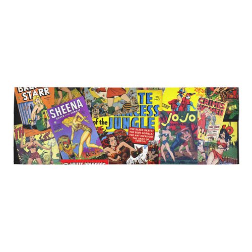 Vintage Comic Collage Area Rug 9'6''x3'3''