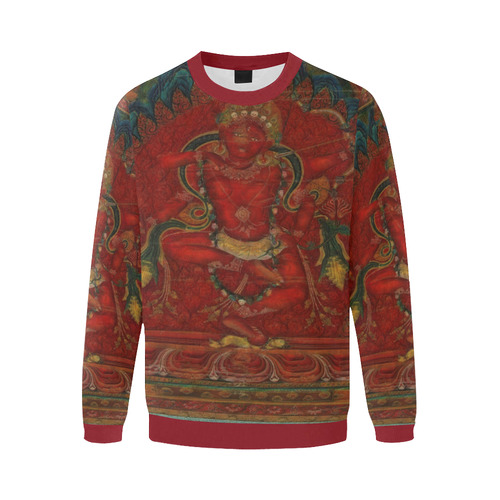 Kurukulla From Tibetan Buddhism Men's Oversized Fleece Crew Sweatshirt/Large Size(Model H18)