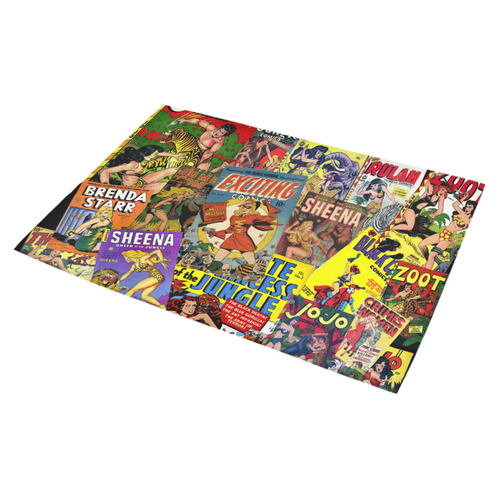 Vintage Comic Collage Azalea Doormat 30" x 18" (Sponge Material)