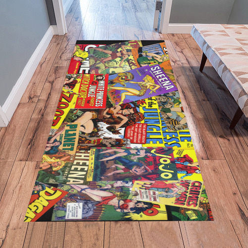 Vintage Comic Collage Area Rug 7'x3'3''