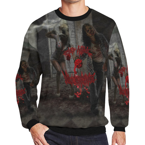 Valentines Day Zombie Couple Men's Oversized Fleece Crew Sweatshirt/Large Size(Model H18)