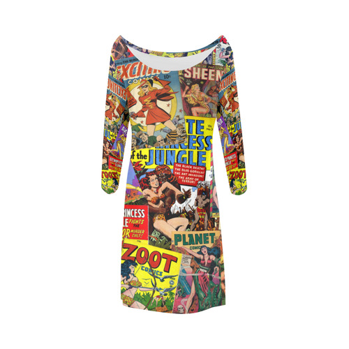 Vintage Comic Collage Bateau A-Line Skirt (D21)