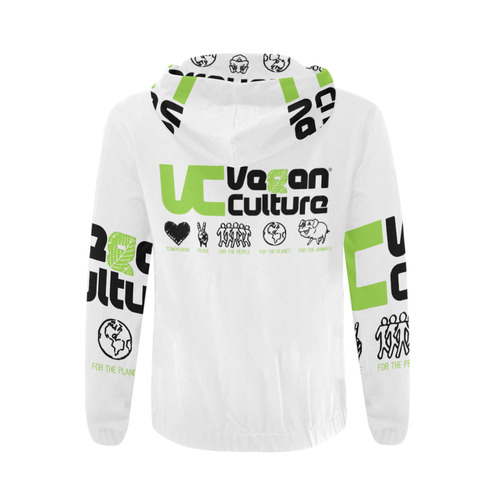 VC_Vegan_Culture_White_Get_Up_2 All Over Print Full Zip Hoodie for Men (Model H14)