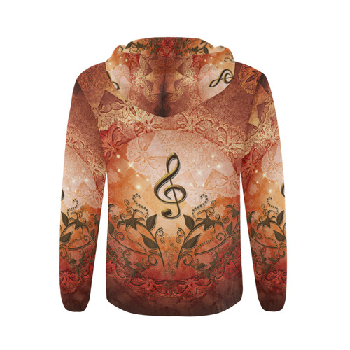 Music, clef on antique design All Over Print Full Zip Hoodie for Men/Large Size (Model H14)