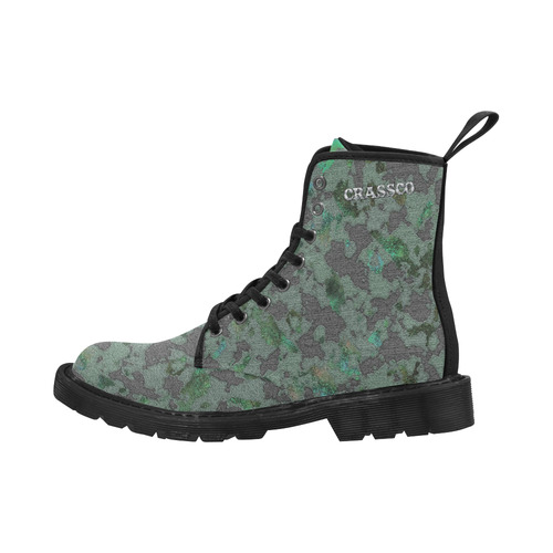 CAMOUFLAGE GREEN 4 WOMEN Martin Boots for Women (Black) (Model 1203H)