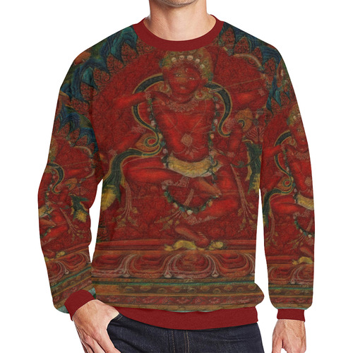 Kurukulla From Tibetan Buddhism Men's Oversized Fleece Crew Sweatshirt (Model H18)