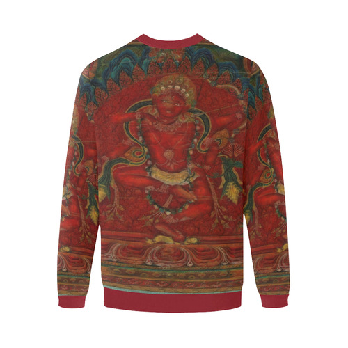 Kurukulla From Tibetan Buddhism Men's Oversized Fleece Crew Sweatshirt/Large Size(Model H18)