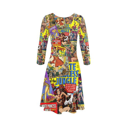 Vintage Comic Collage 3/4 Sleeve Sundress (D23)