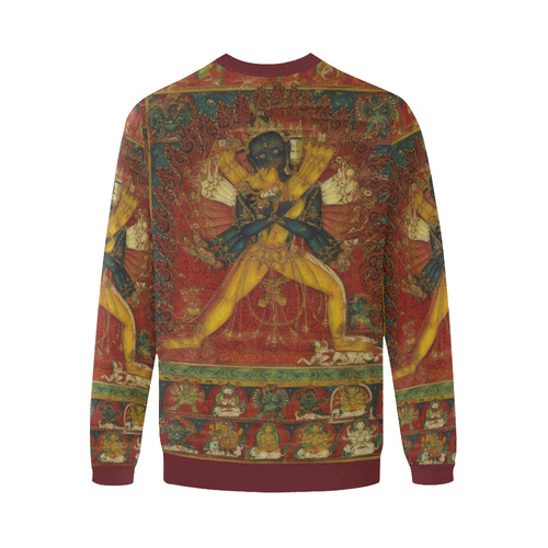 Buddhist Deity Kalachakra Men's Oversized Fleece Crew Sweatshirt/Large Size(Model H18)