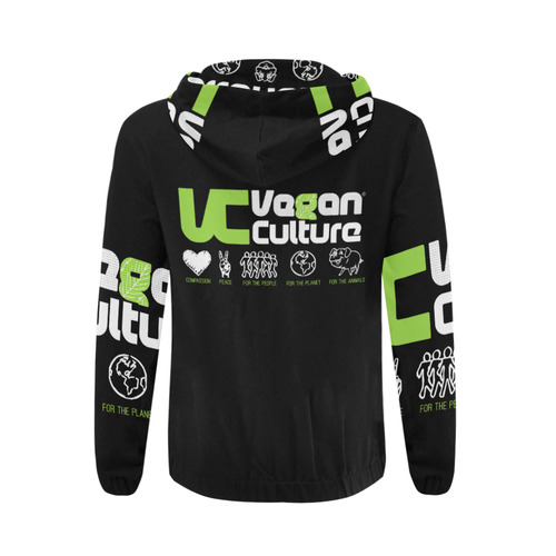 VC_Vegan_Culture_Black_Get_Up All Over Print Full Zip Hoodie for Men (Model H14)