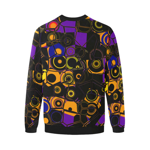 Black Modern Art Geometric Men's Oversized Fleece Crew Sweatshirt (Model H18)