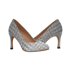 SILVER GRAY TEXTURE Women's High Heels (Model 048)