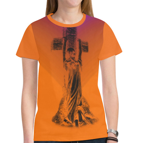 Praying To The Angels New All Over Print T-shirt for Women (Model T45)