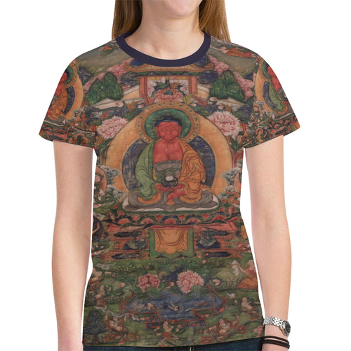 Buddha Amitabha in His Pure Land of Suvakti New All Over Print T-shirt for Women (Model T45)