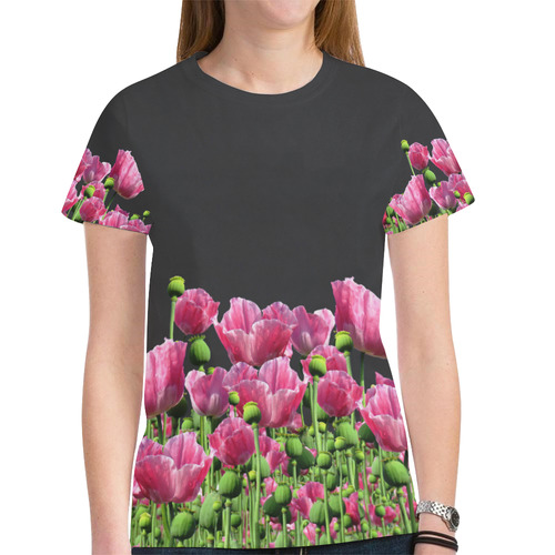 Poppy Love New All Over Print T-shirt for Women (Model T45)