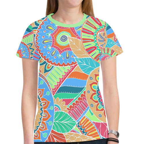 Fantasy Paisley Ornaments Pattern pastel white New All Over Print T-shirt for Women (Model T45)