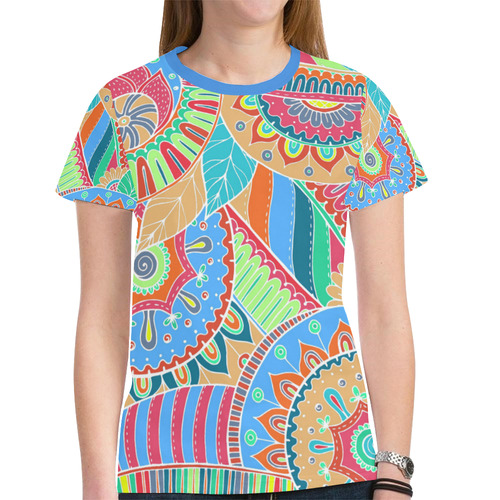 Fantasy Paisley Ornaments Pattern pastel white New All Over Print T-shirt for Women (Model T45)