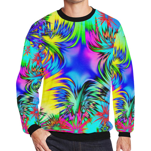 alive 4 (abstract) by JamColors Men's Oversized Fleece Crew Sweatshirt (Model H18)