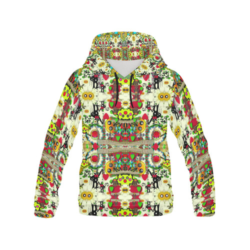 Chicken monkeys smile in the hot floral nature All Over Print Hoodie for Men/Large Size (USA Size) (Model H13)