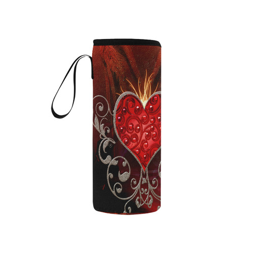 Wonderful heart with wings Neoprene Water Bottle Pouch/Small