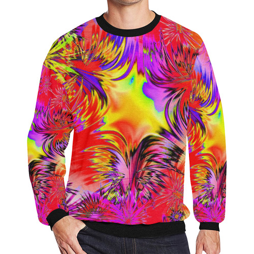 alive 4B (abstract) by JamColors Men's Oversized Fleece Crew Sweatshirt (Model H18)