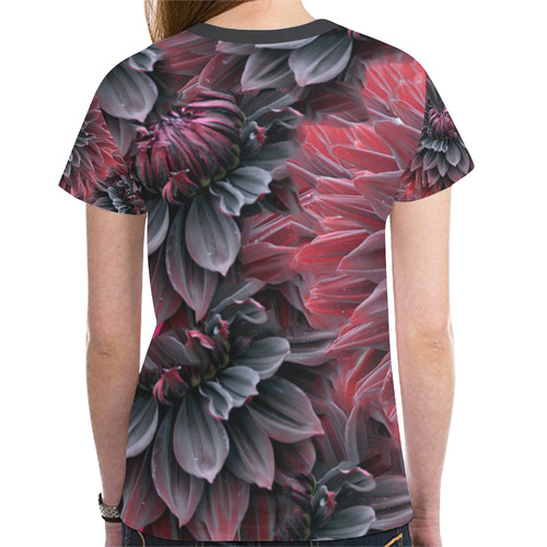 Dark Flower New All Over Print T-shirt for Women (Model T45)