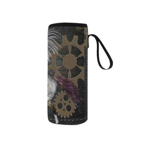 Steampunk, awesome steampunk horse with wings Neoprene Water Bottle Pouch/Small
