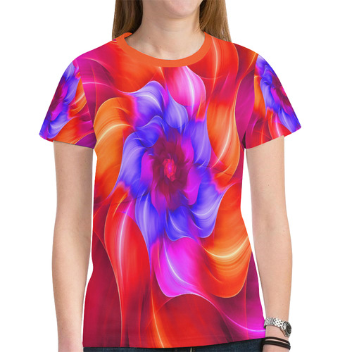 Popart Flower New All Over Print T-shirt for Women (Model T45)