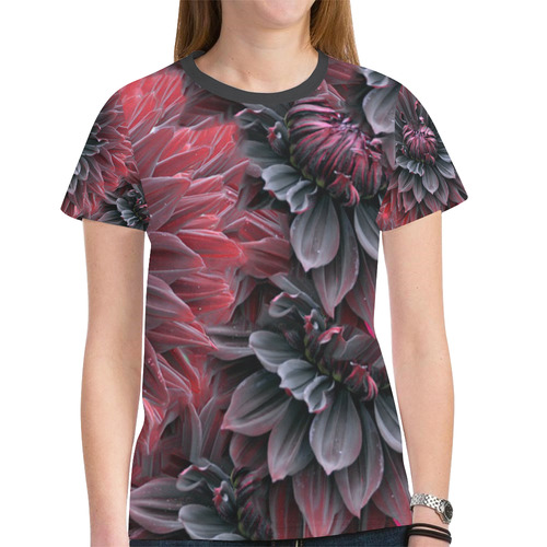 Dark Flower New All Over Print T-shirt for Women (Model T45)