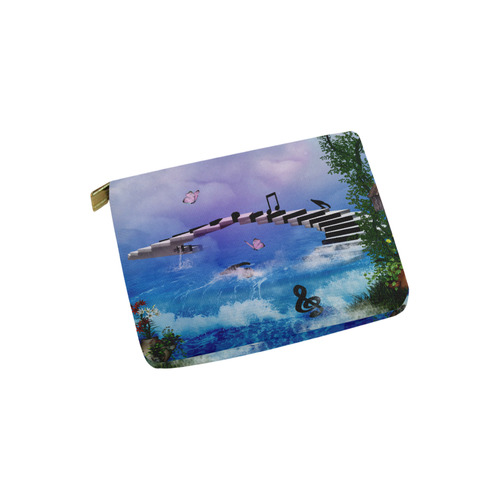 Music, piano on the beach Carry-All Pouch 6''x5''