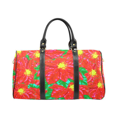 Red Orange Poinsettias New Waterproof Travel Bag/Large (Model 1639)