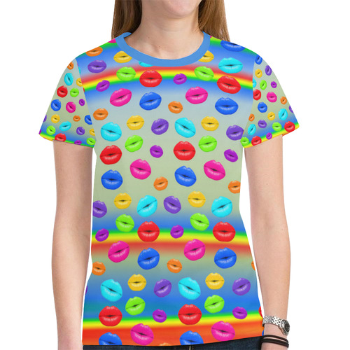 Lets Kiss Again New All Over Print T-shirt for Women (Model T45)