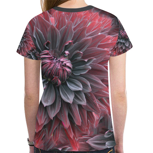 Dark Flower New All Over Print T-shirt for Women (Model T45)
