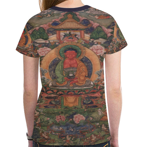 Buddha Amitabha in His Pure Land of Suvakti New All Over Print T-shirt for Women (Model T45)