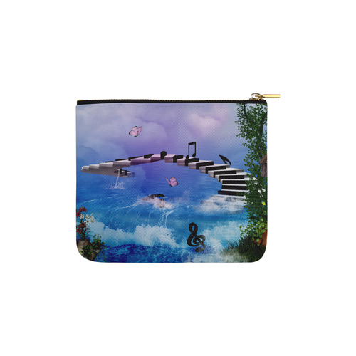 Music, piano on the beach Carry-All Pouch 6''x5''