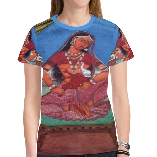 Deity Parvati with her Son Ganesha New All Over Print T-shirt for Women (Model T45)