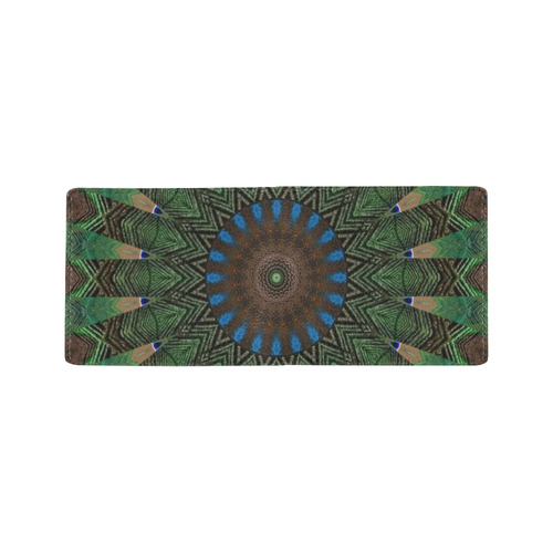 Mens Wallet Credit Card Holder Blue Brown Green Peacock Feathers Mini Bifold Wallet (Model 1674)