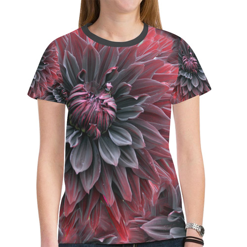 Dark Flower New All Over Print T-shirt for Women (Model T45)