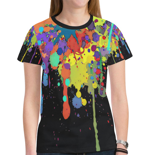 Crazy Multicolored Running Splashes II New All Over Print T-shirt for Women (Model T45)