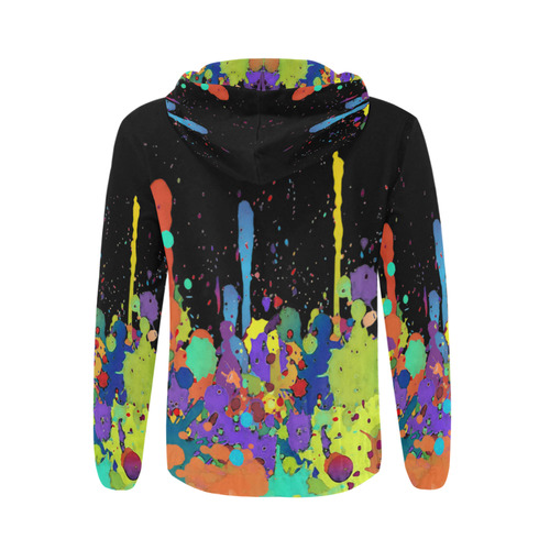 Crazy Multicolored Running Splashes II All Over Print Full Zip Hoodie for Men/Large Size (Model H14)
