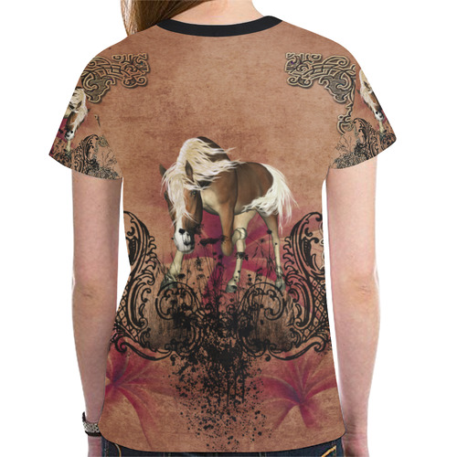 Amazing horse with flowers New All Over Print T-shirt for Women (Model T45)
