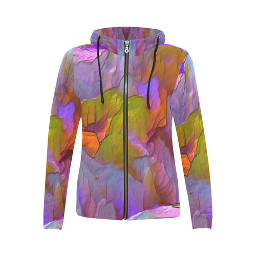 Colorfully Landscape Aerial View All Over Print Full Zip Hoodie for Women (Model H14)