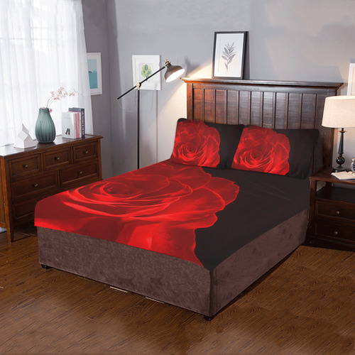 A Rose Red 3-Piece Bedding Set