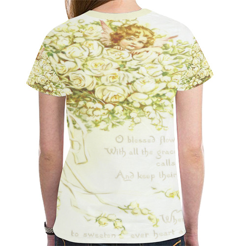 Vintage Wedding Painting With Poem 2 New All Over Print T-shirt for Women (Model T45)
