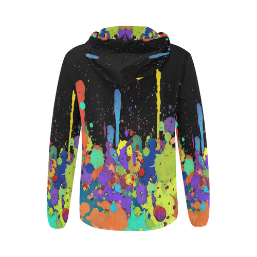 Crazy Multicolored Running Splashes II All Over Print Full Zip Hoodie for Women (Model H14)
