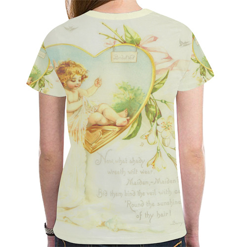 Vintage Wedding Painting With Poem New All Over Print T-shirt for Women (Model T45)