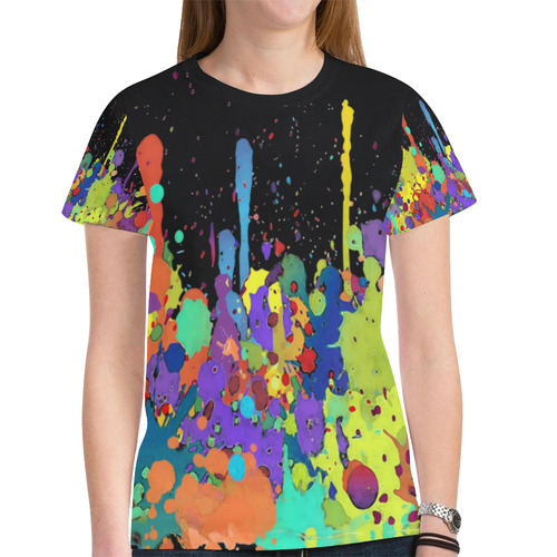 Crazy Multicolored Running Splashes II New All Over Print T-shirt for Women (Model T45)